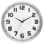 Vægur Ø30 cm med kraftig alu-ramme og klassisk hvid urskive